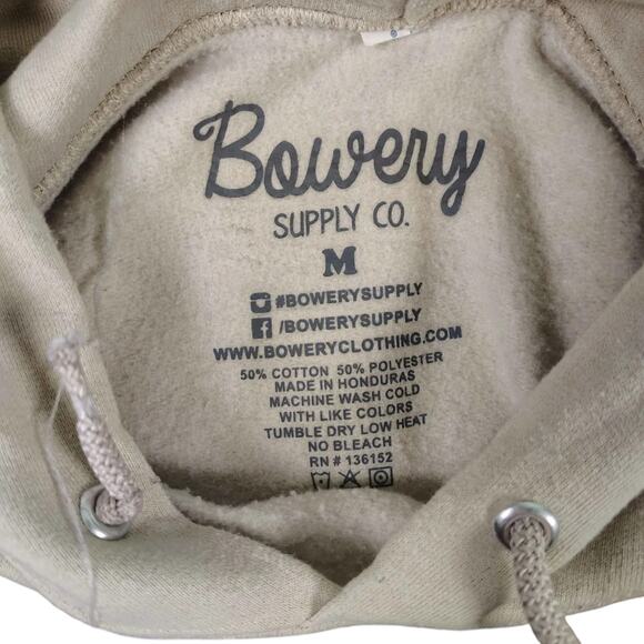 Bowery Supply Co Amour Hoodie Mens Medium Beige Graphic Rose Pullover Sweatshirt - Picture 3 of 8